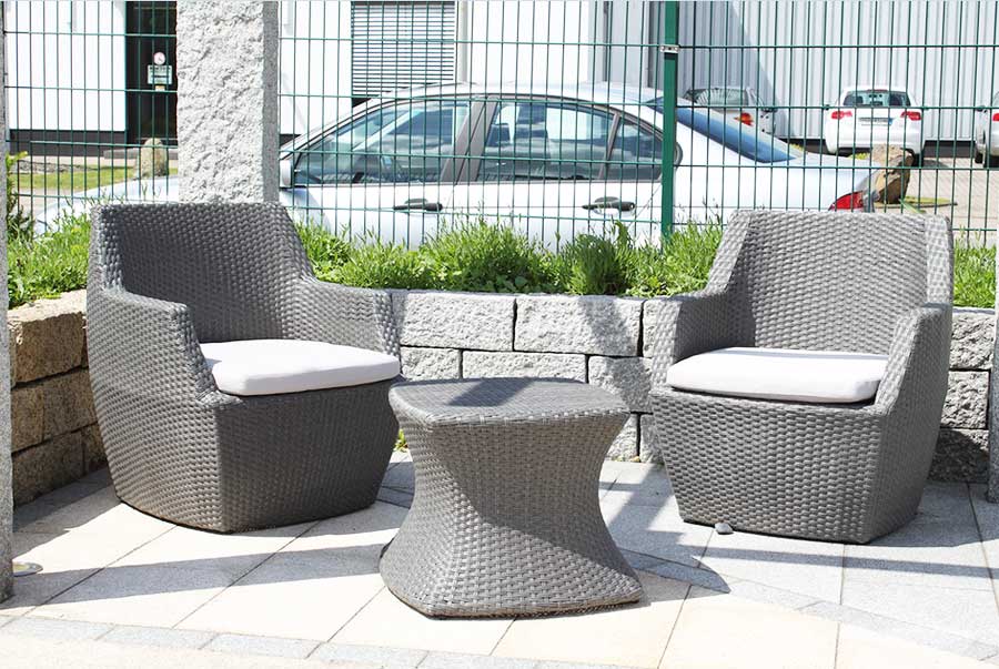 Terrassen, Rattanmöbel terrasse inklusive beigen sitzkissen für den modernen gartenmöbeln.  