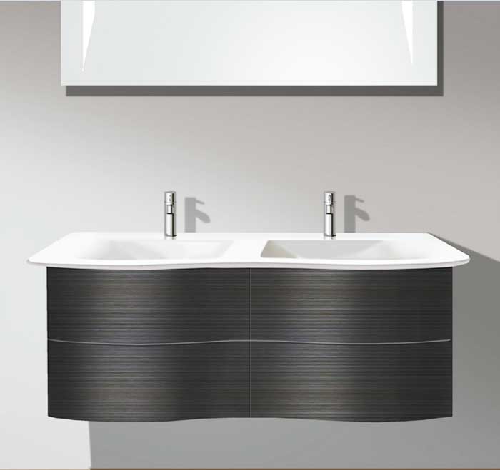 Badezimmer, Waschtisch mit unterschrank 120 cm komplett mit wasserhahn edelstahl grohe.  