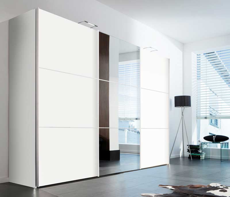 Schlafzimmer, Kleiderschrank schiebetüren weiß einschließlich 3 einlegeböden und 3 kleiderstangen für kleiderschrank hochglanz weiss design.  