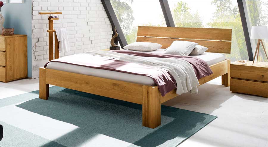 Schlafzimmer, Futonbett 140×200 echtholz gebürstet für bungalow.  