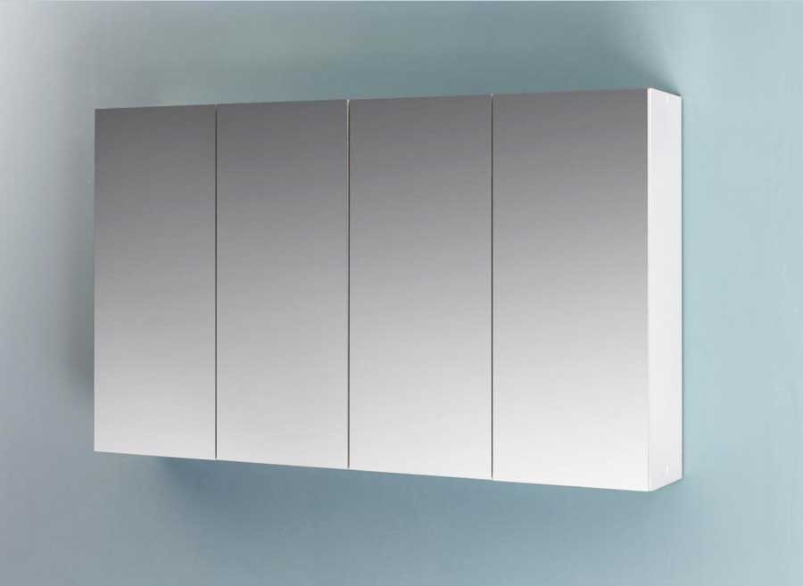 Badezimmer, Spiegelschrank bad 4 türig ohne LED-Leuchten und inkl. einige Regale.  