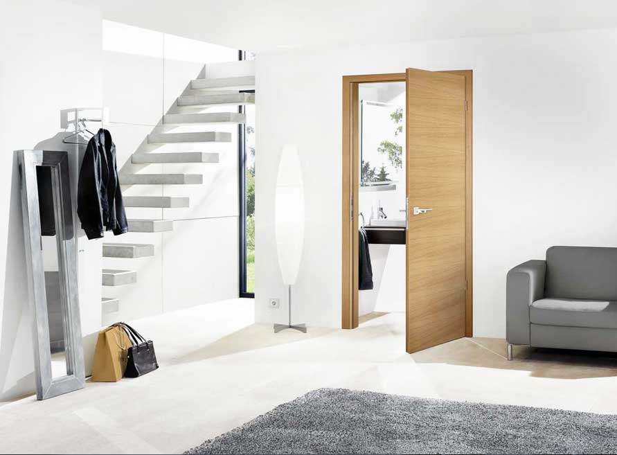 Haus Ideen, Moderne zimmertüren aus Holz mit Griff aus Edelstahl.  