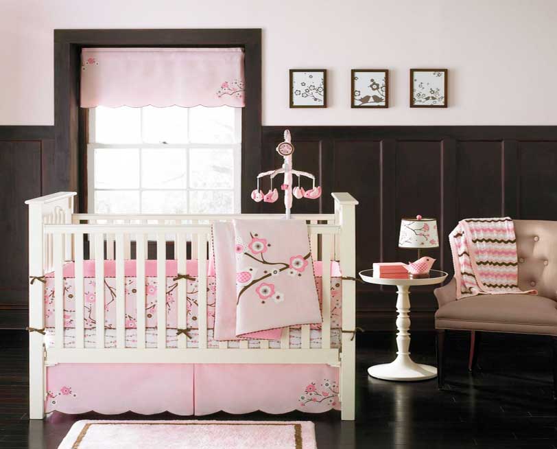 Schlafzimmer, Babybetten weiß rosa für Mädchen Baby Möbel Ideen.  