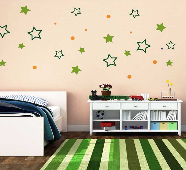 Schlafzimmer, Schlafzimmer deko wand tattoo im Sternmotiv für Kinderzimmer Wanddekoration.  